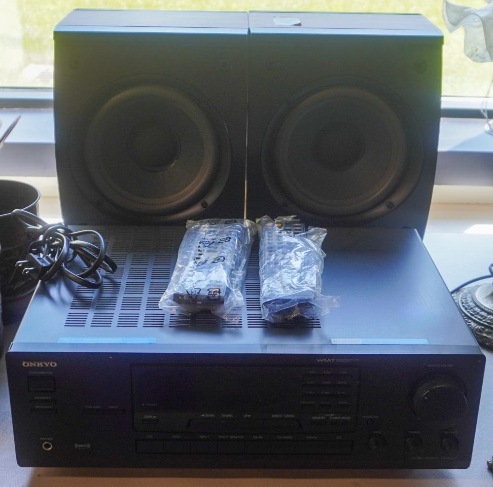 ONKYO STEREO RECEIVER AND A PAIR OF