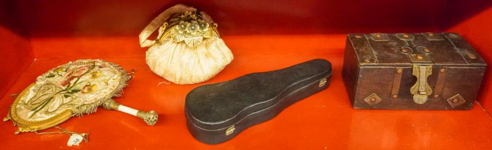 TWO VINTAGE PURSES, A HAND MIRROR,