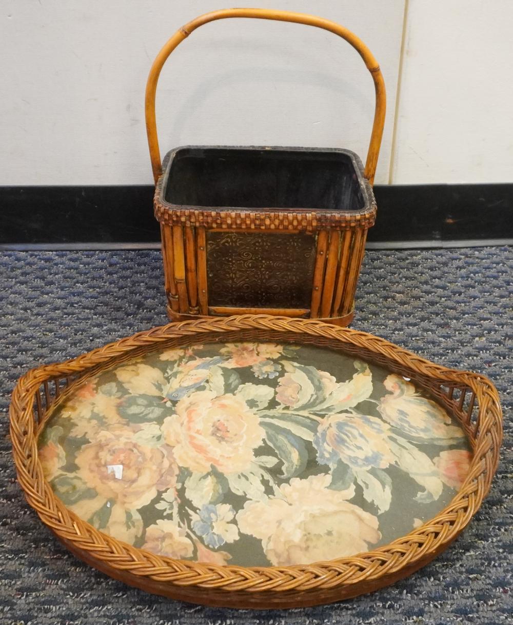 VICTORIAN WICKER TRAY AND BASKETVictorian