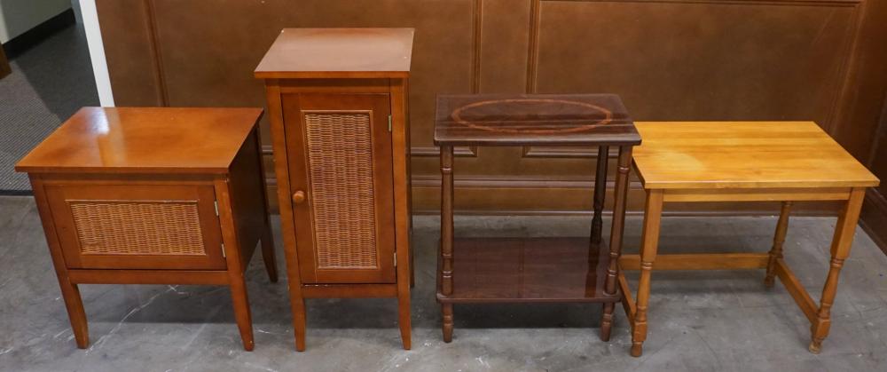TWO WICKER AND FRUITWOOD SIDE CABINETS