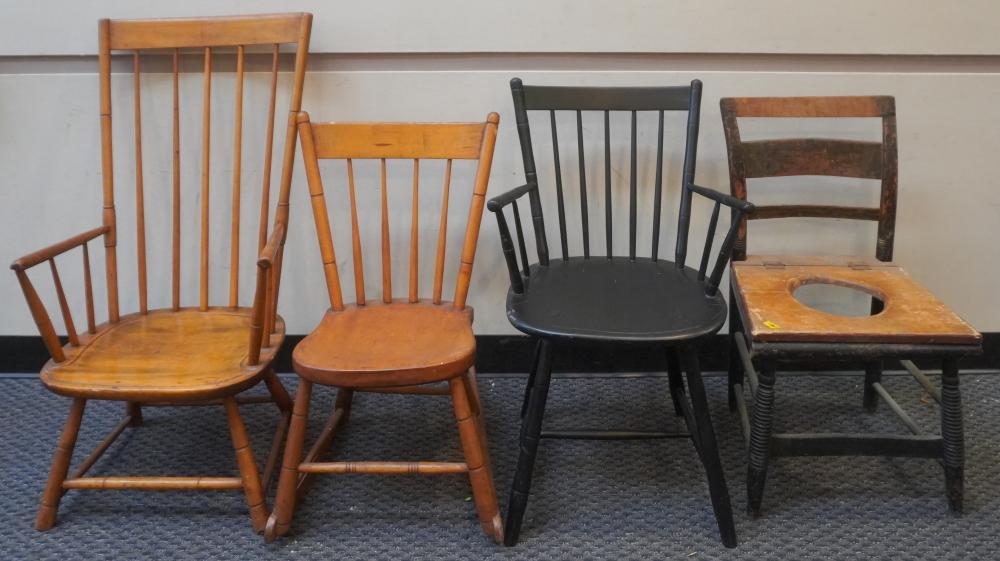 FOUR EARLY AMERICAN FRUITWOOD CHAIRS,