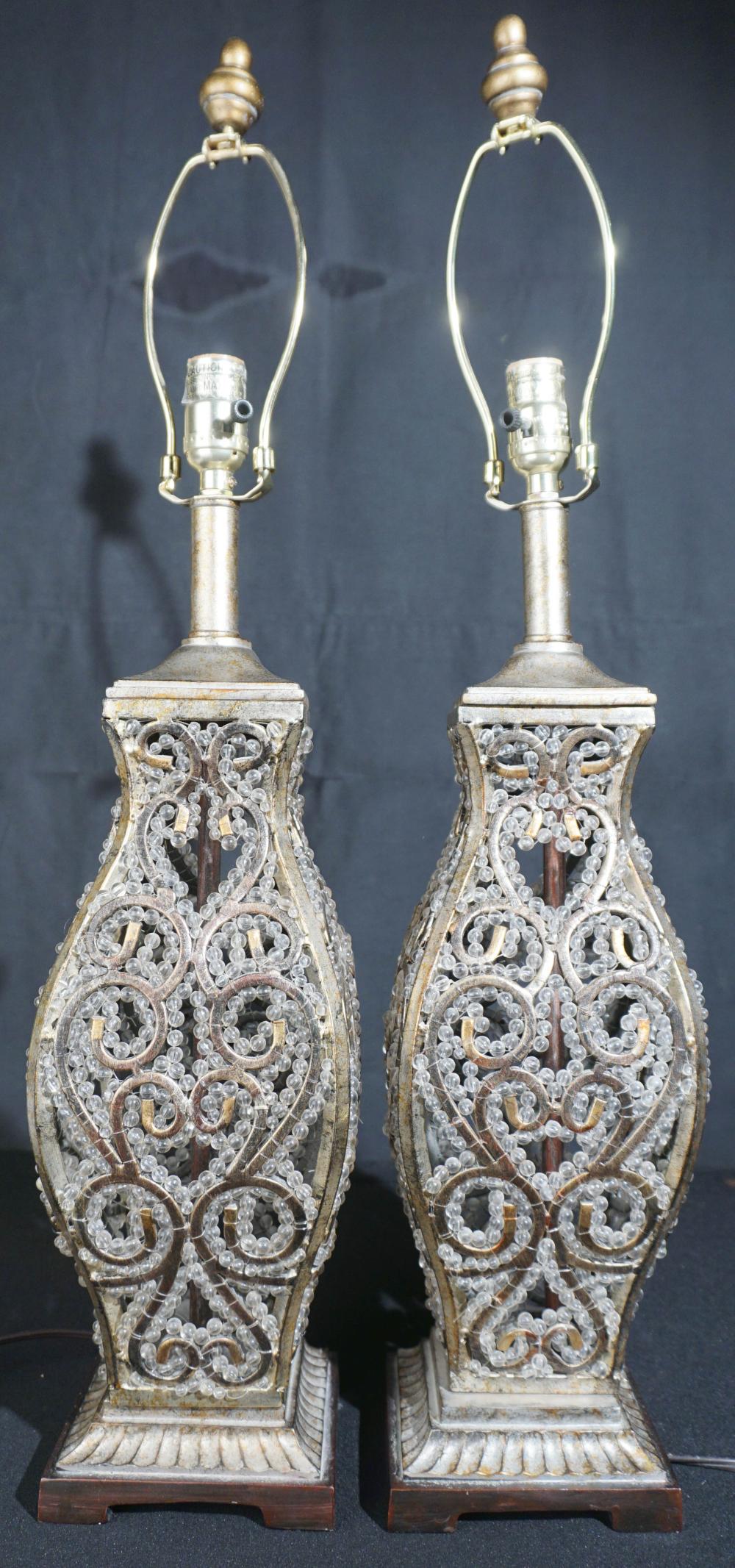 PAIR OF MODERN GILT METAL AND GLASS