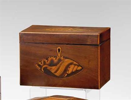 Inlaid mahogany tea caddy 19th 4a4d3