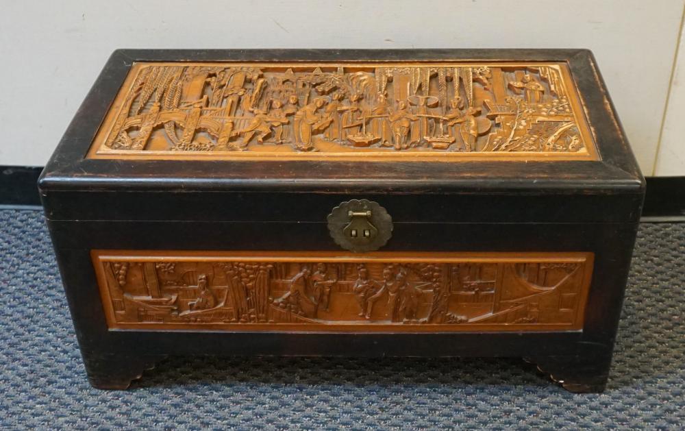 CHINESE CARVED HARDWOOD AND CAMPHOR