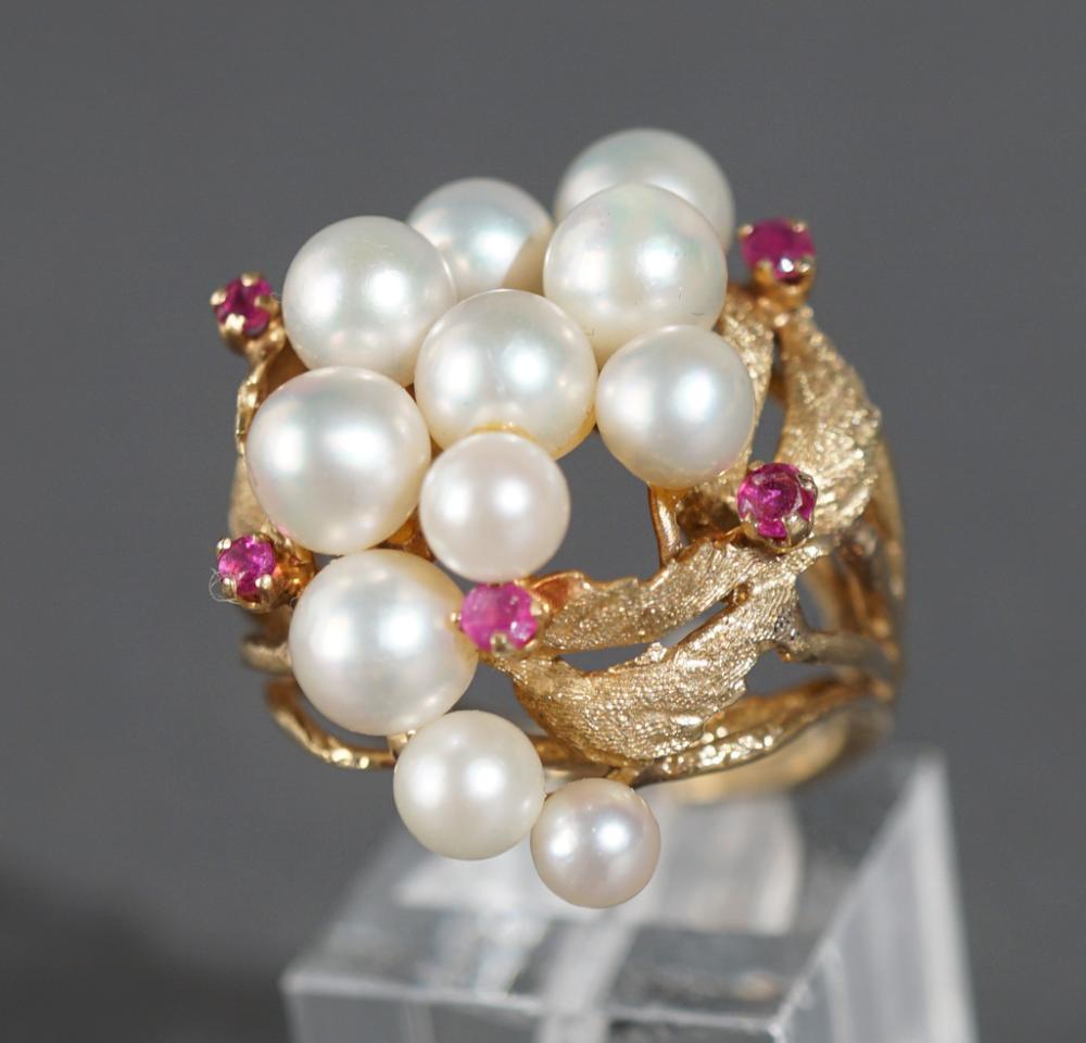 14-KARAT YELLOW-GOLD, PEARL AND