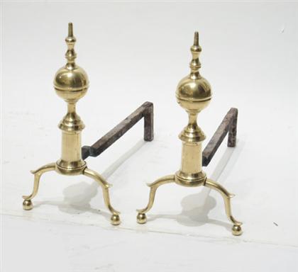 Pair of Federal brass andirons