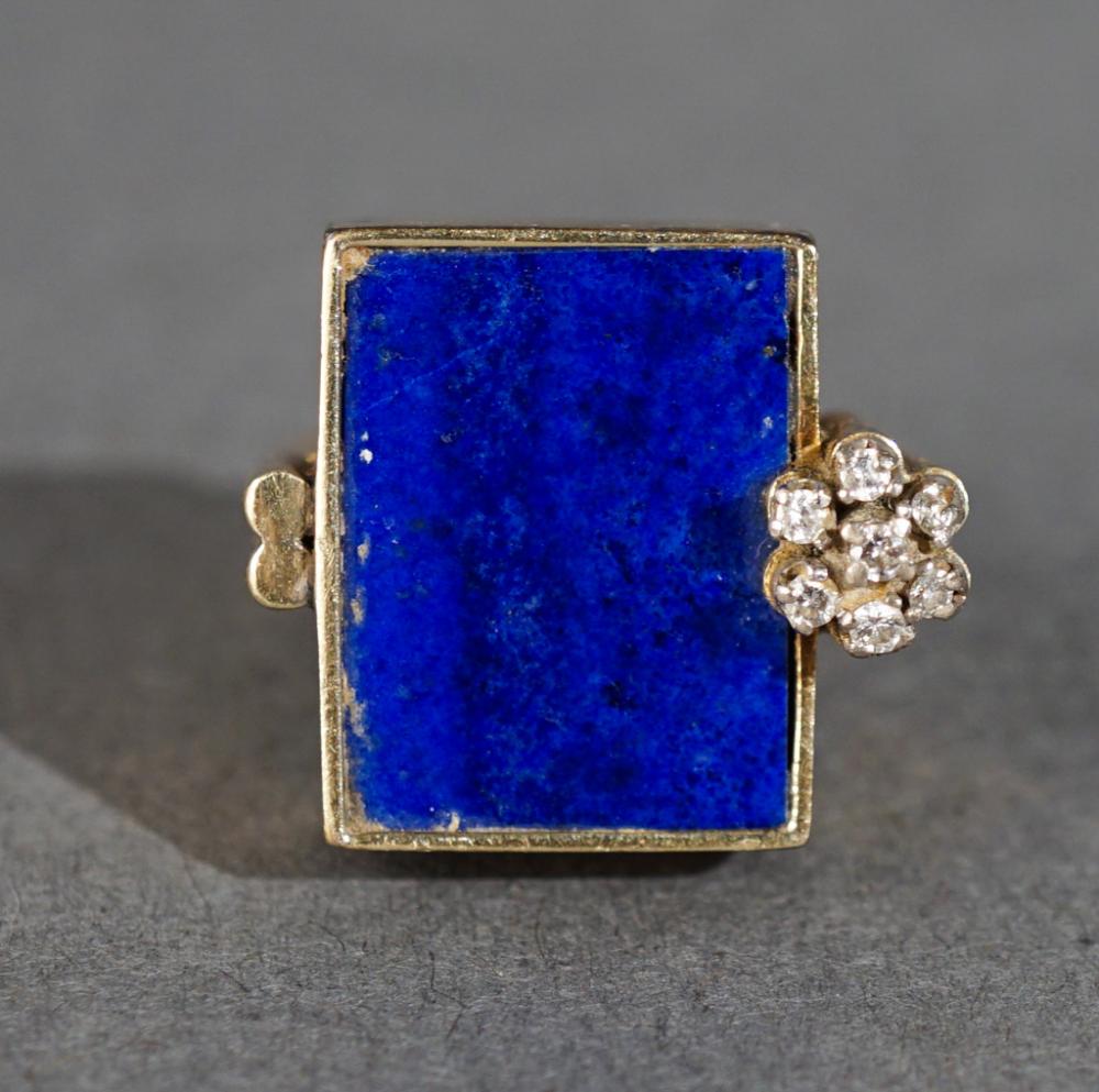 MODERN 14 KARAT YELLOW GOLD LAPIS 2e7114