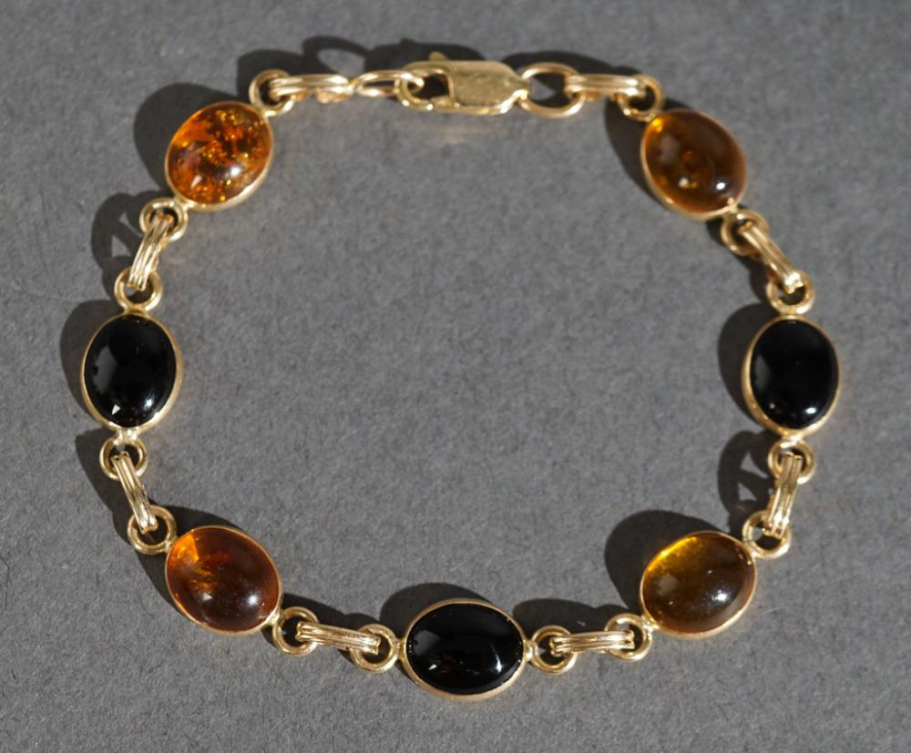 14-KARAT YELLOW-GOLD, AMBER-TYPE