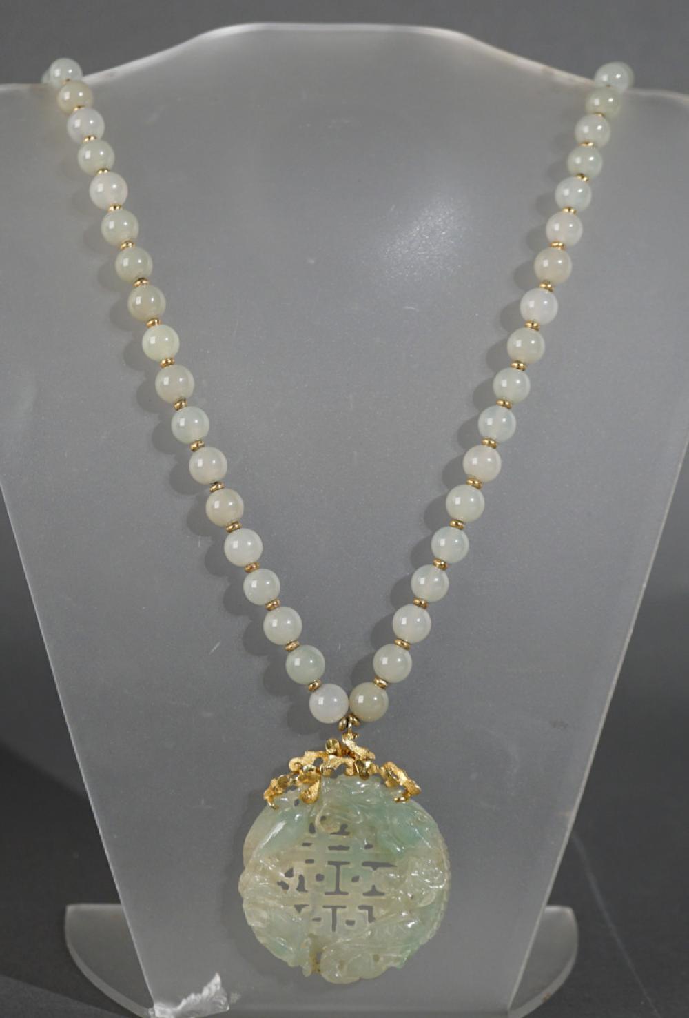 14 KARAT YELLOW GOLD JADE BEAD 2e712a