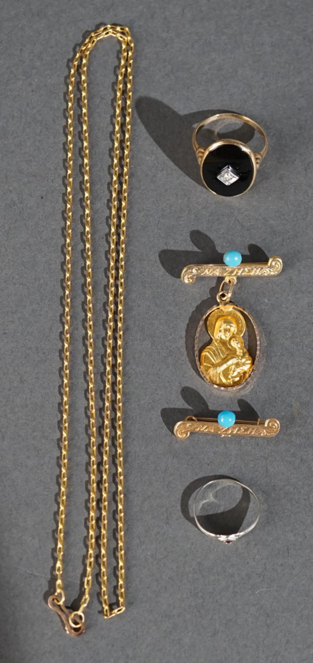 COLLECTION OF LOW-KARAT GOLD JEWELRY,