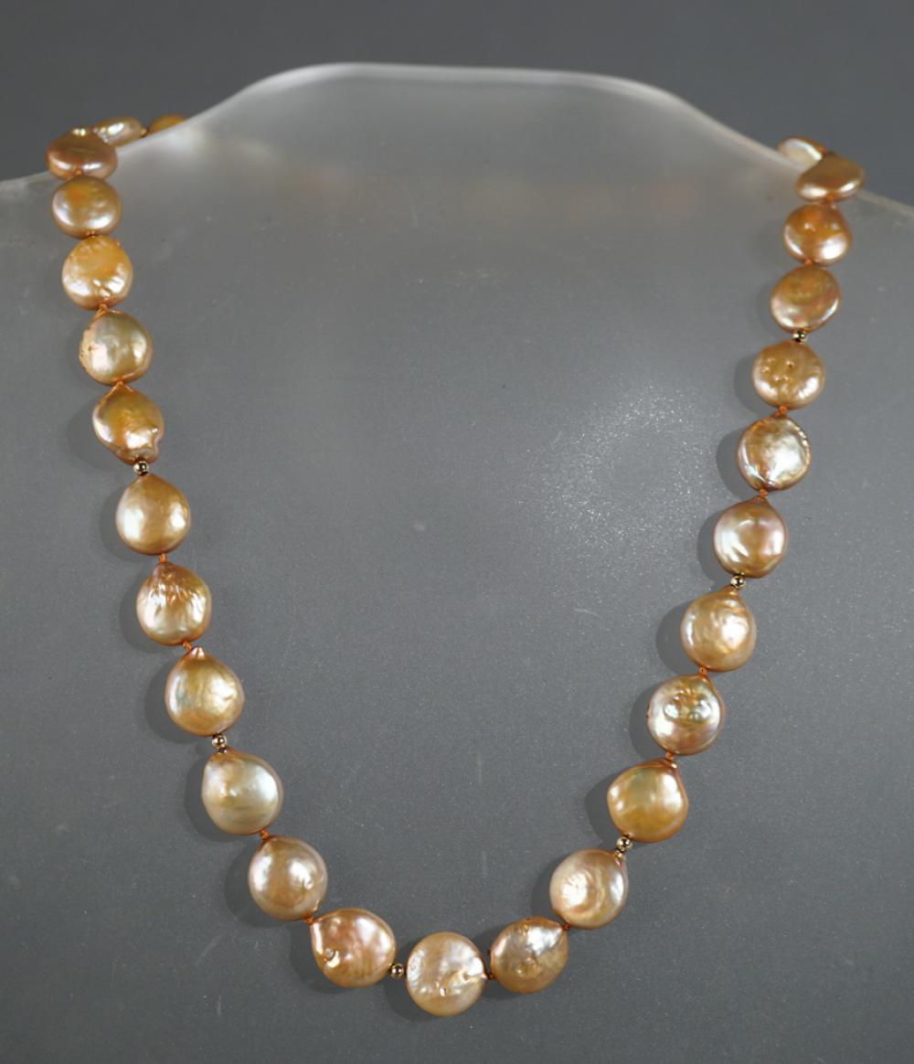 COIN PEARL NECKLACE WITH 14 KARAT 2e7149