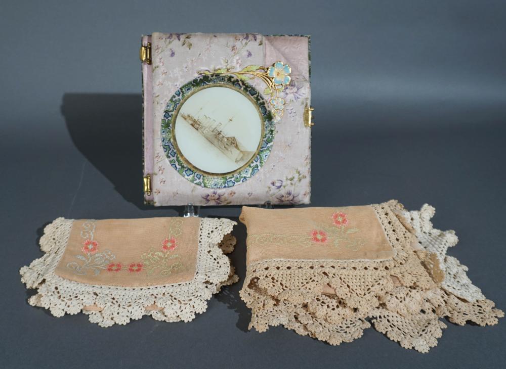 CLOTH ALBUM AND TWO HAND EMBROIDERED 2e7192