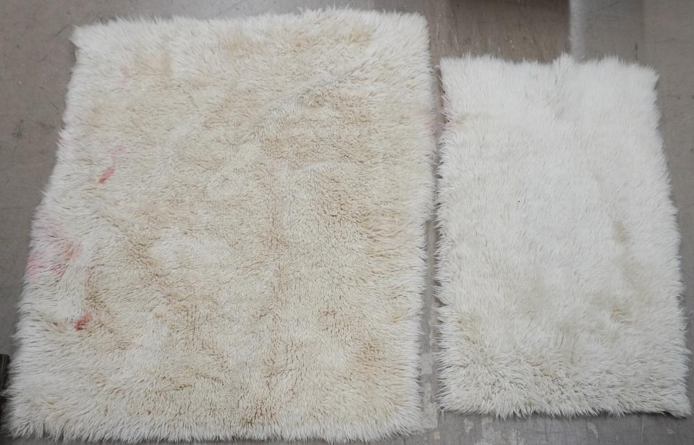 TWO GREEK WOOL SHAG RUGS, LARGER: