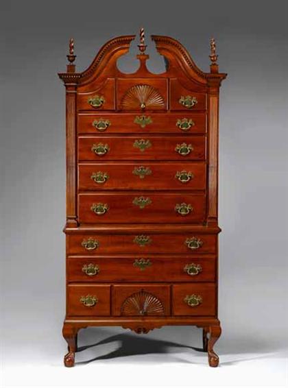 Chippendale cherry chest on chest