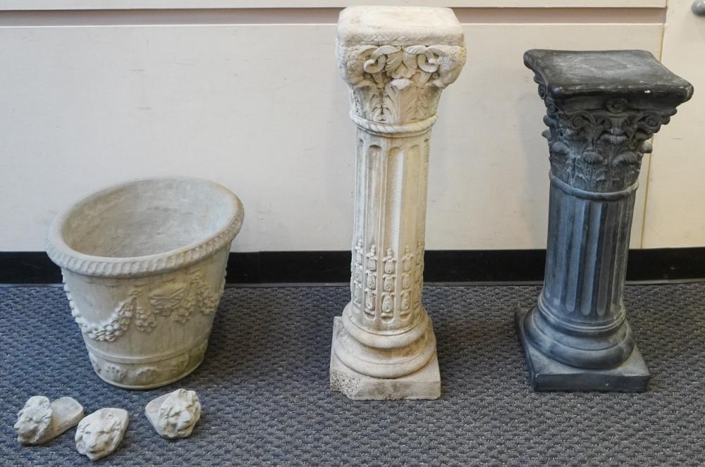 TWO CAST CEMENT COLUMN PEDESTALS 2e7270