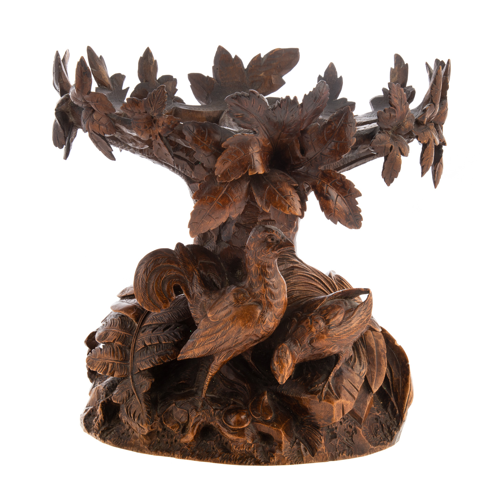 BLACK FOREST CARVED OAK BOWL STAND 2e9a4e