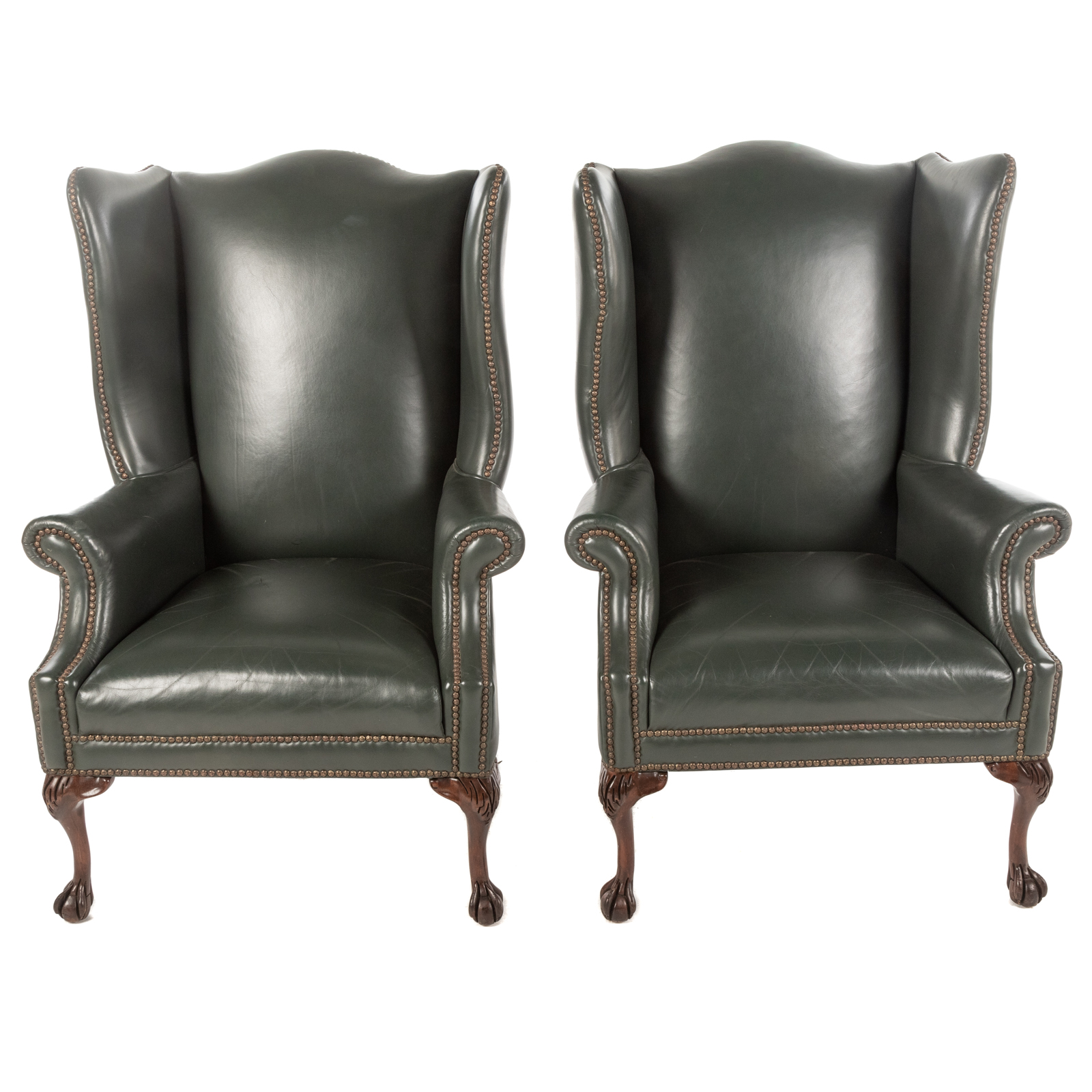 A PAIR OF CHIPPENDALE STYLE LEATHER 2e9a80