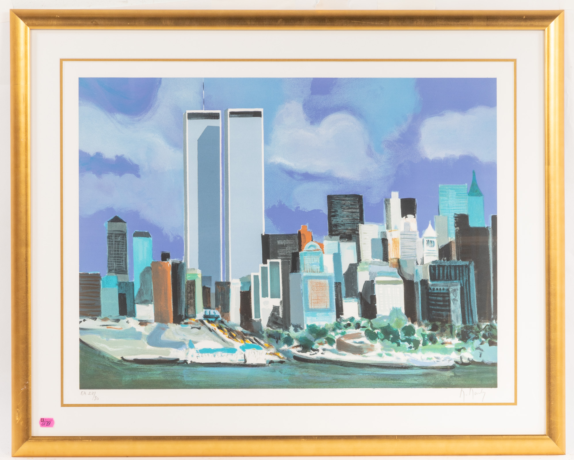 MARCEL MOULY. "TWIN TOWERS," SERIGRAPH