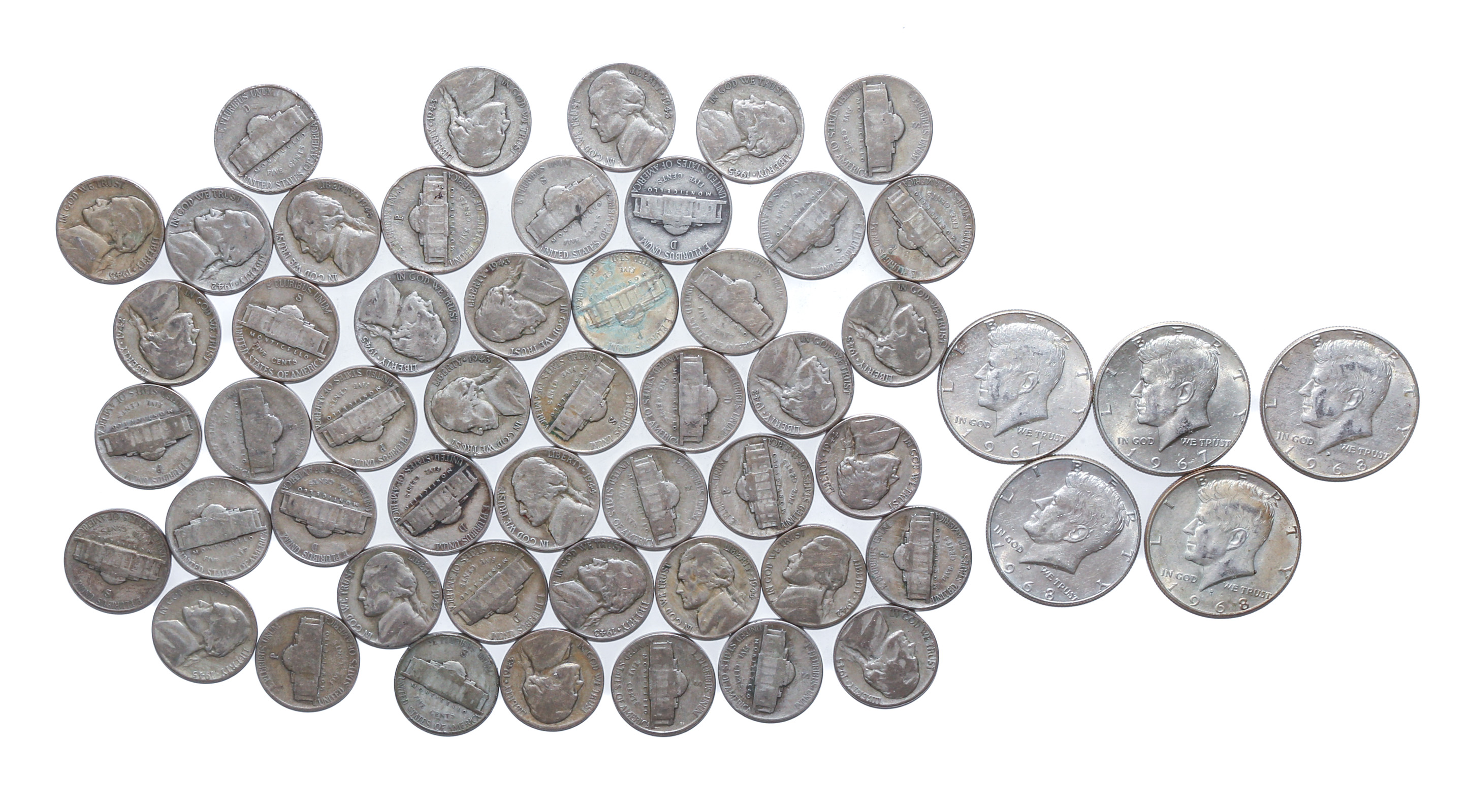 47 WWII SILVER NICKELS & 5-40%