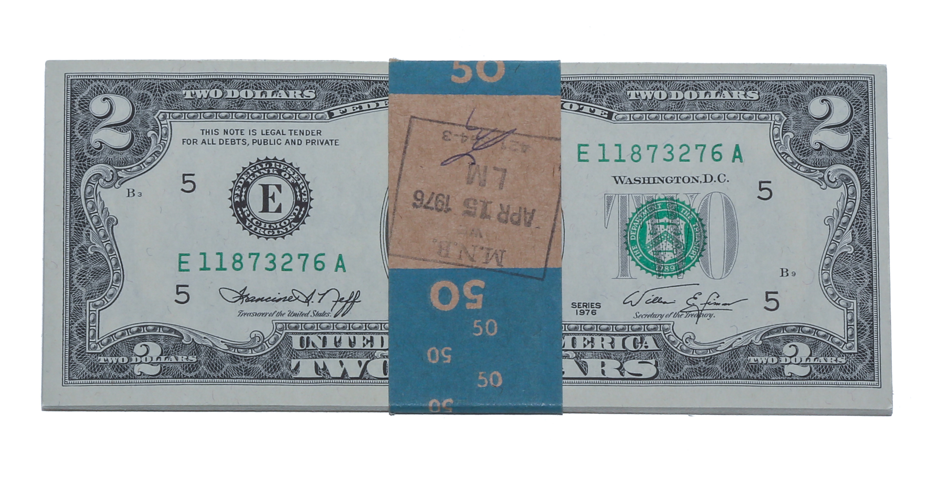 25-1976 $2 BANK WRAPPED & CONSECUTIVE