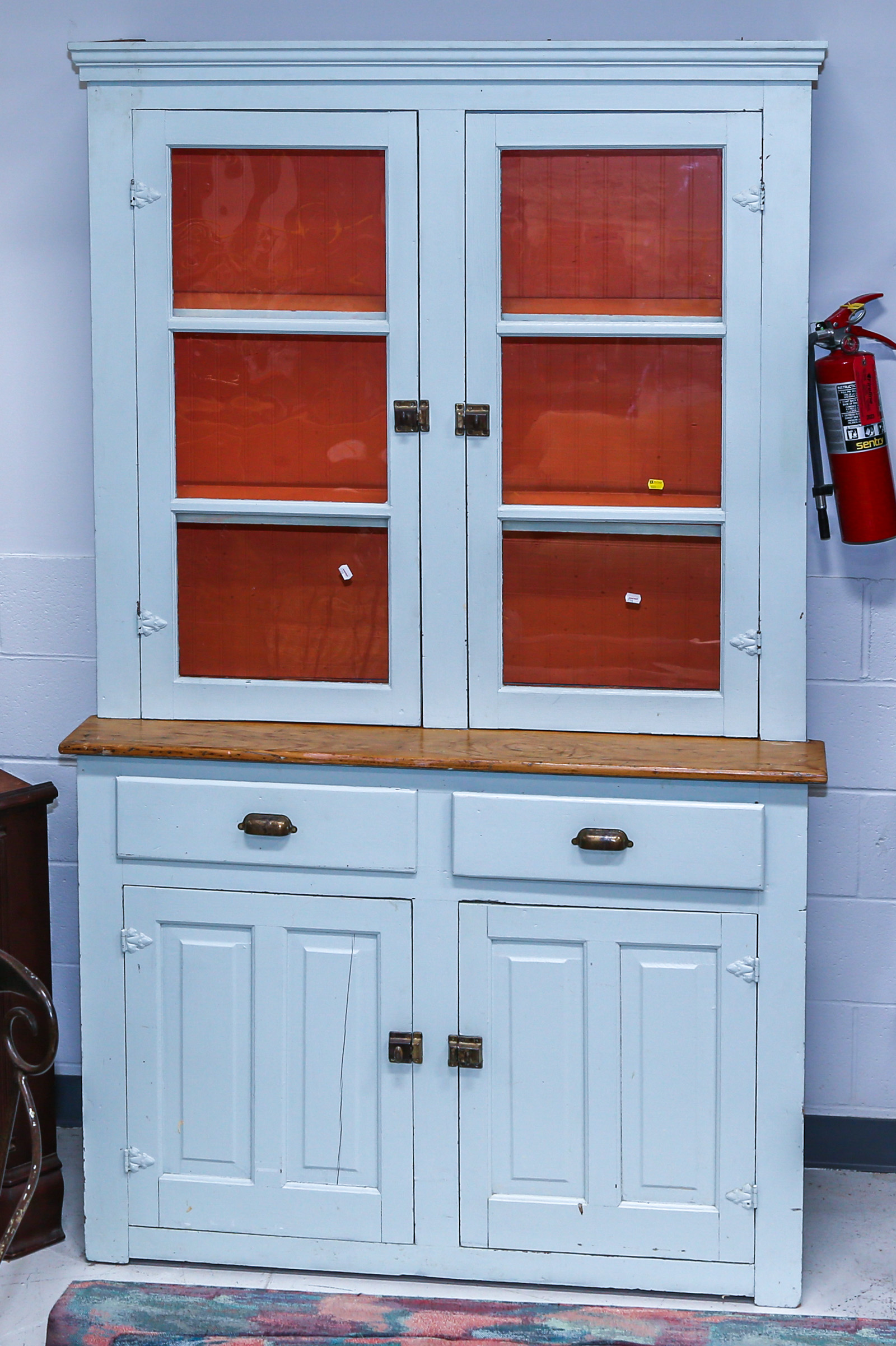 PAINTED STEP BACK CABINET American  2e9cab