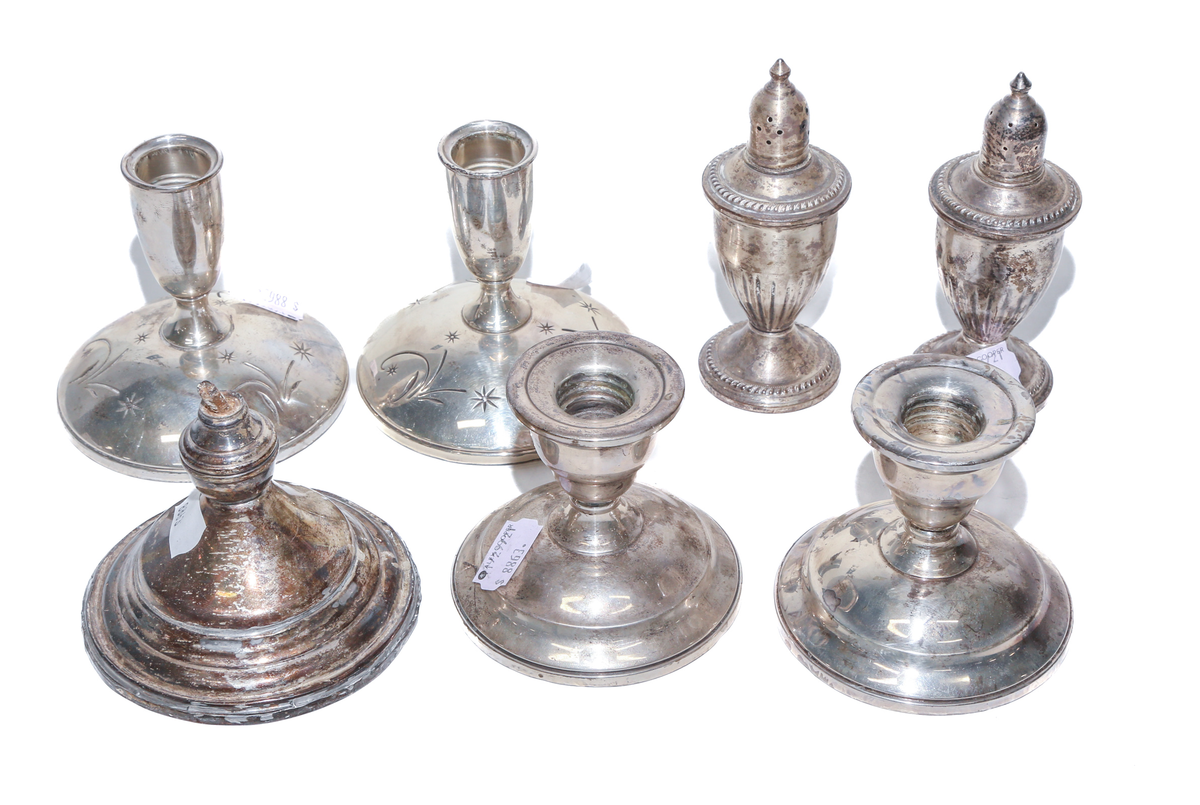 GROUP OF WEIGHTED STERLING HOLLOWWARE