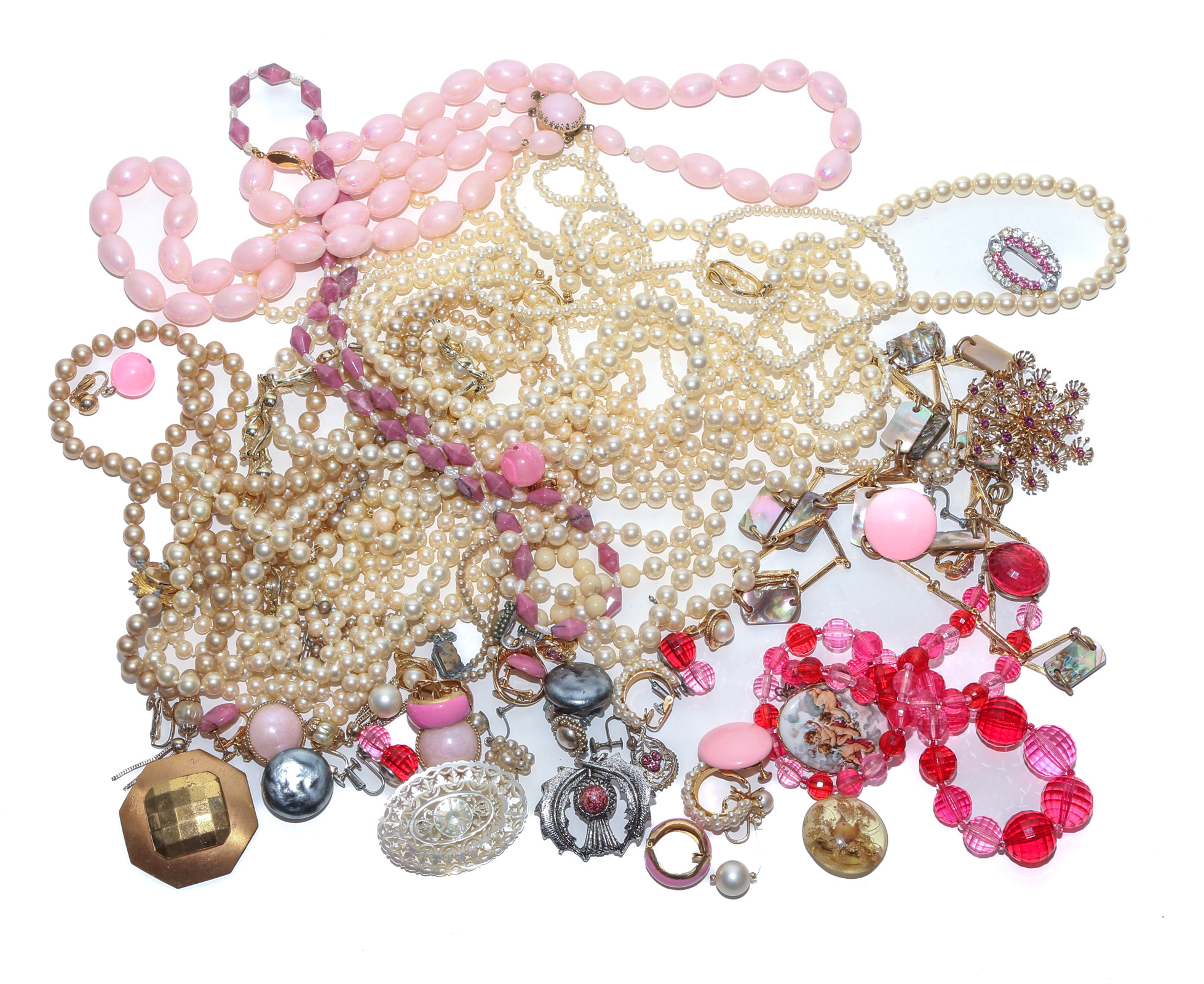 A COLLECTION OF FAUX PEARL & PINK