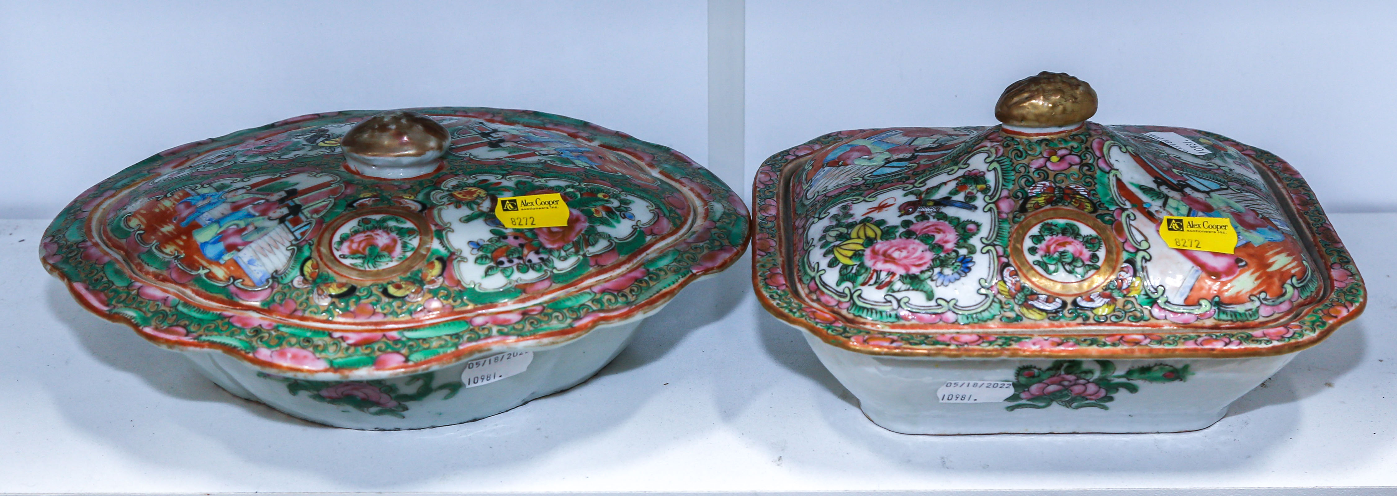 TWO CHINESE "ROSE MEDALLION" SERVING