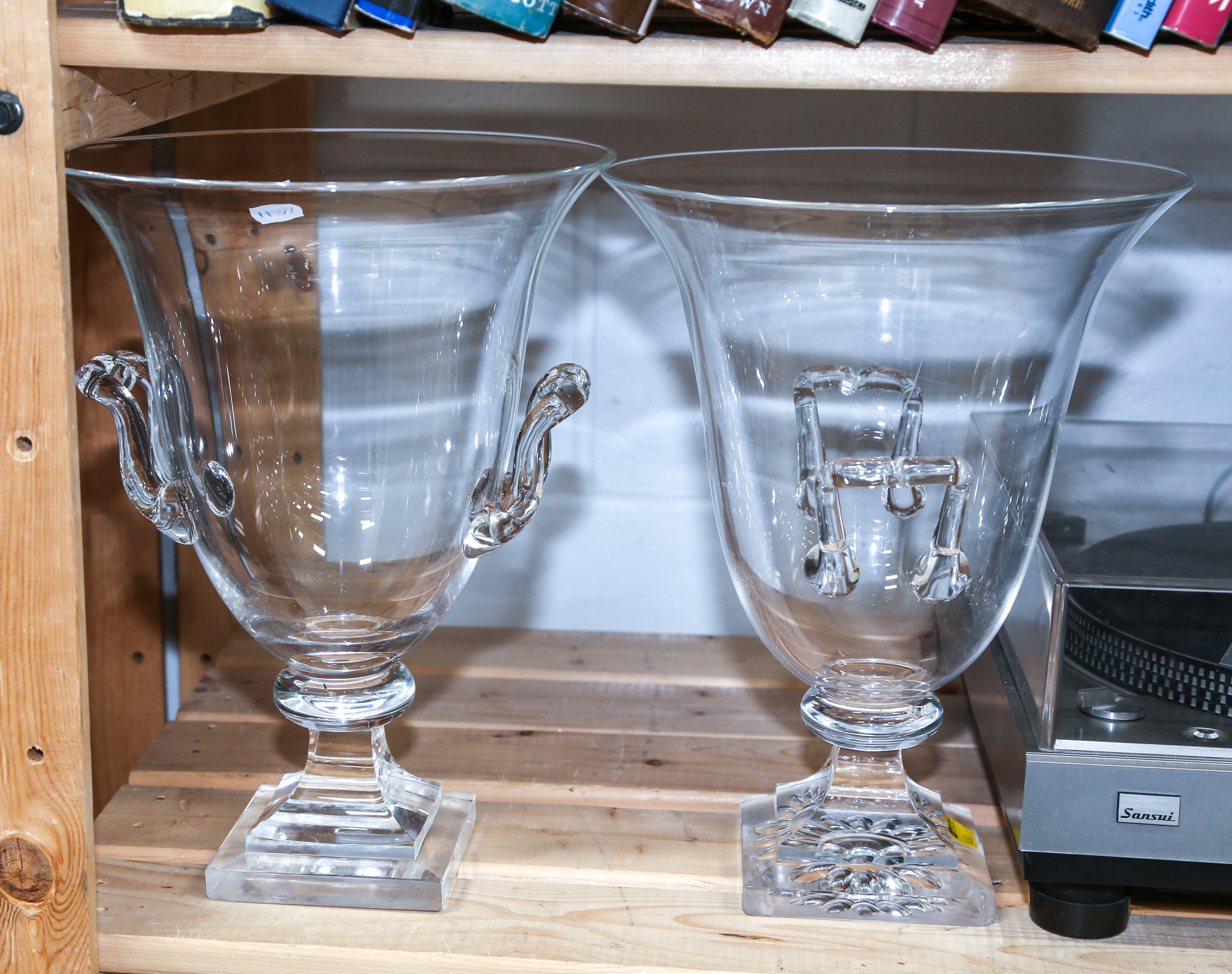 A PAIR OF BLOWN GLASS VASES 19th