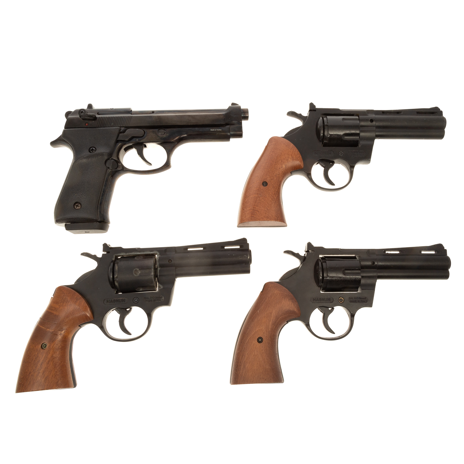 FOUR STARTER PISTOLS WITH CASES Including