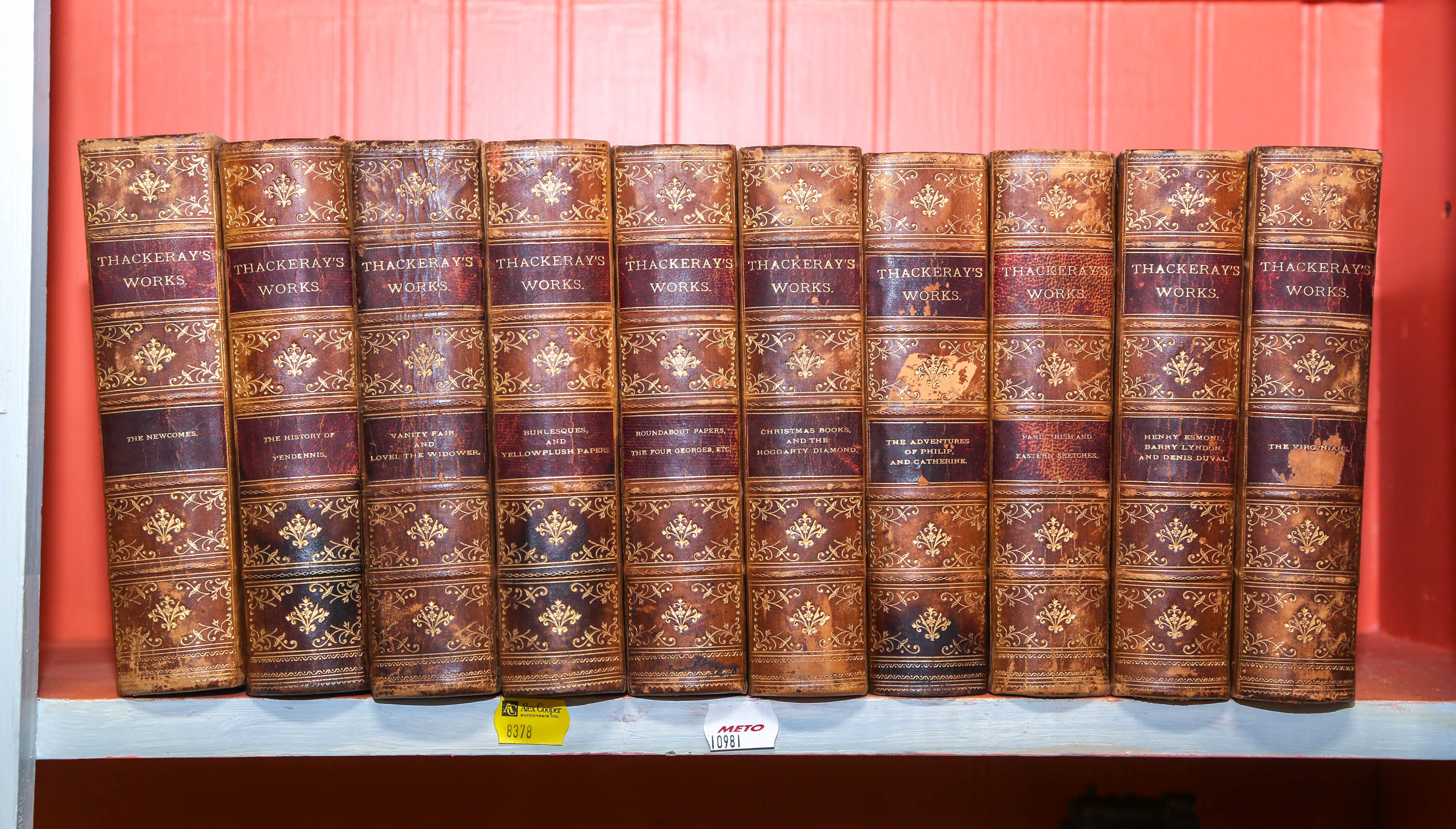 LEATHER SET OF THACKERAY'S WORKS,