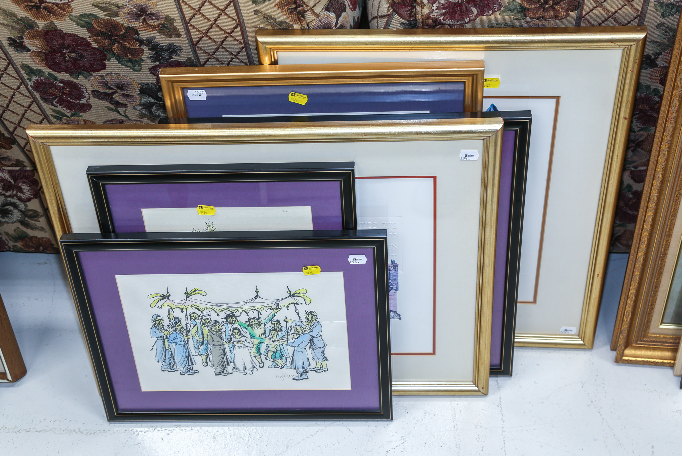 SIX FRAMED JUDAICA ARTWORKS Includes