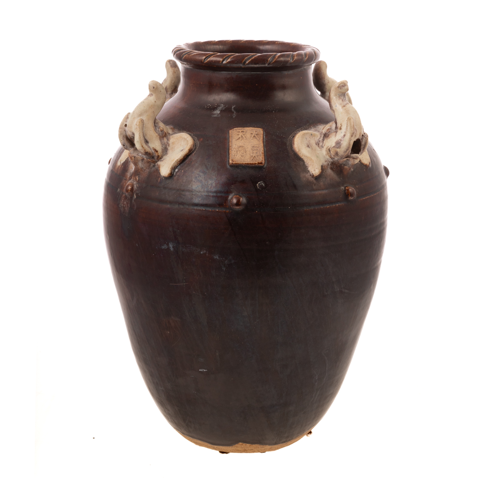 CHINESE BROWN GLAZE POTTERY JAR 2e9de4