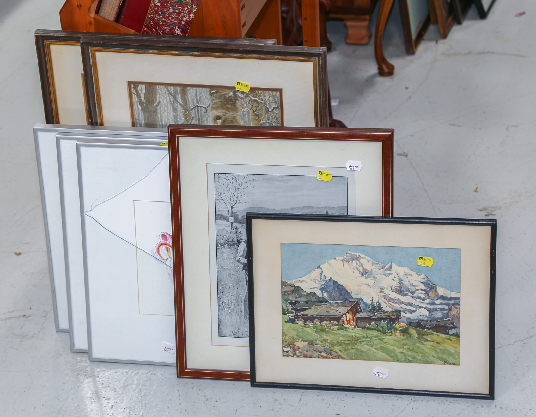 SEVEN FRAMED ARTWORKS Including 2e9e06