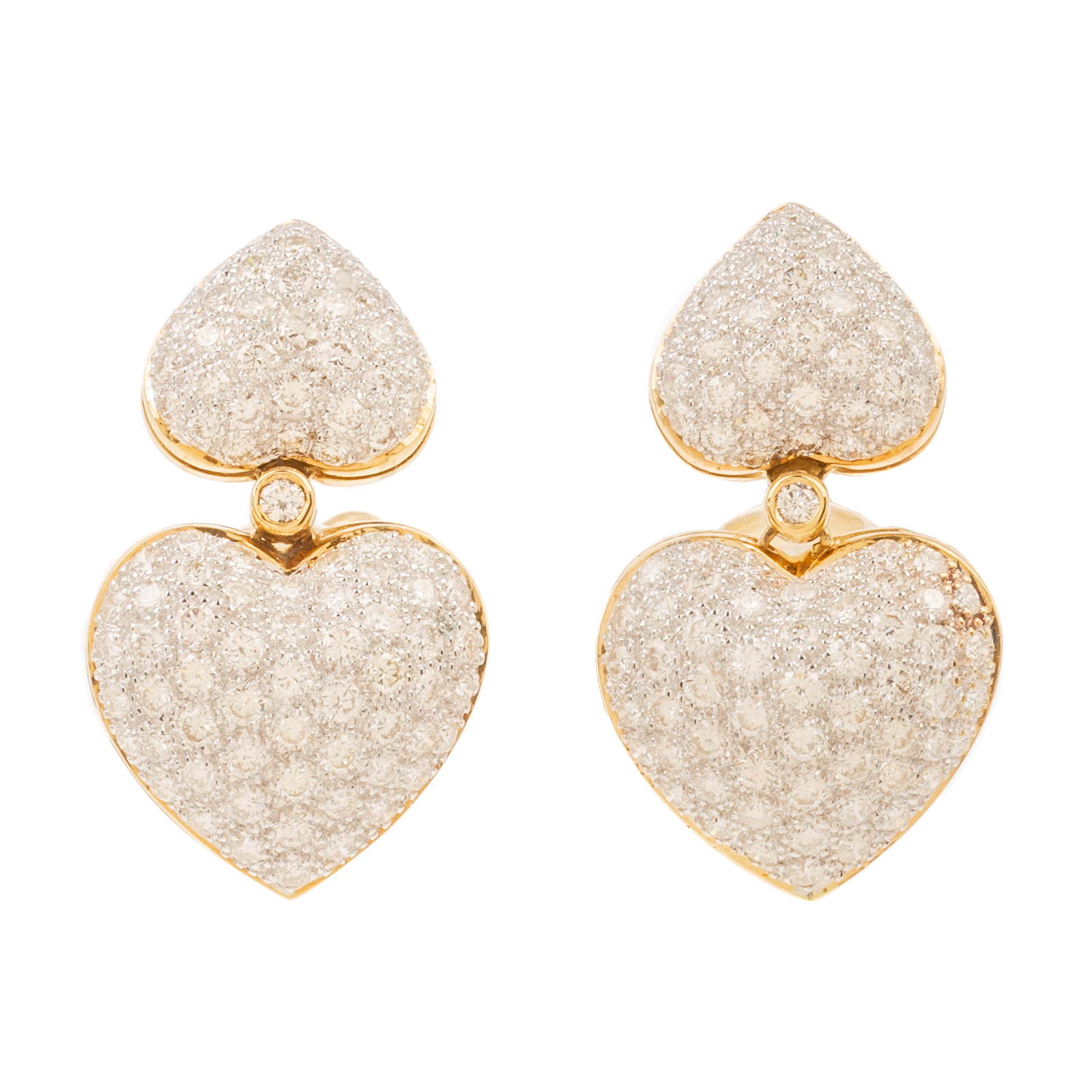 A PAIR OF DIAMOND PAVE DOUBLE HEART 2e9f26