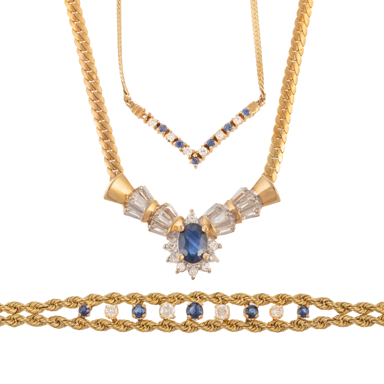 A TRIO OF SAPPHIRE, DIAMOND & GOLD