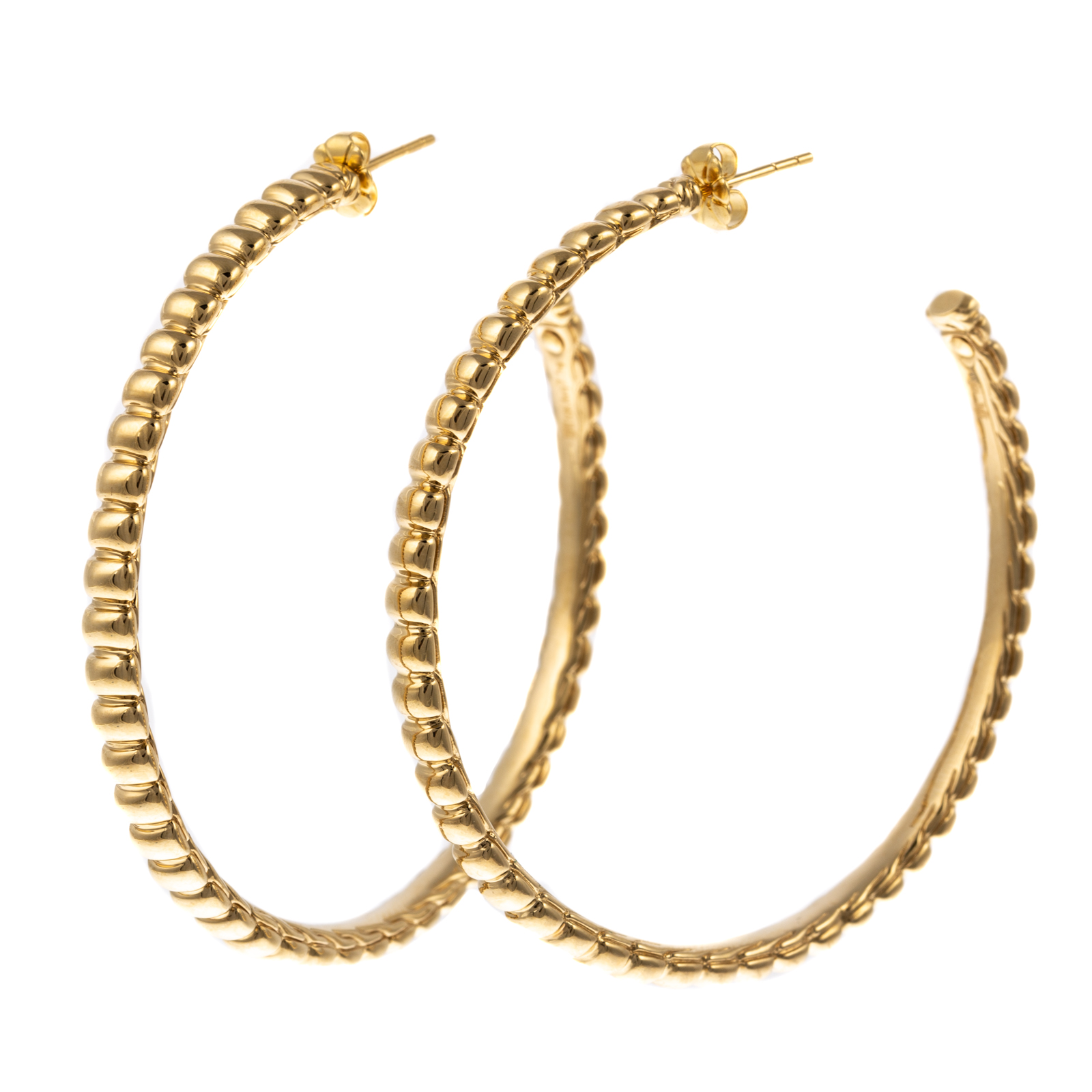 A PAIR OF JOHN HARDY BEDEG HOOPS IN