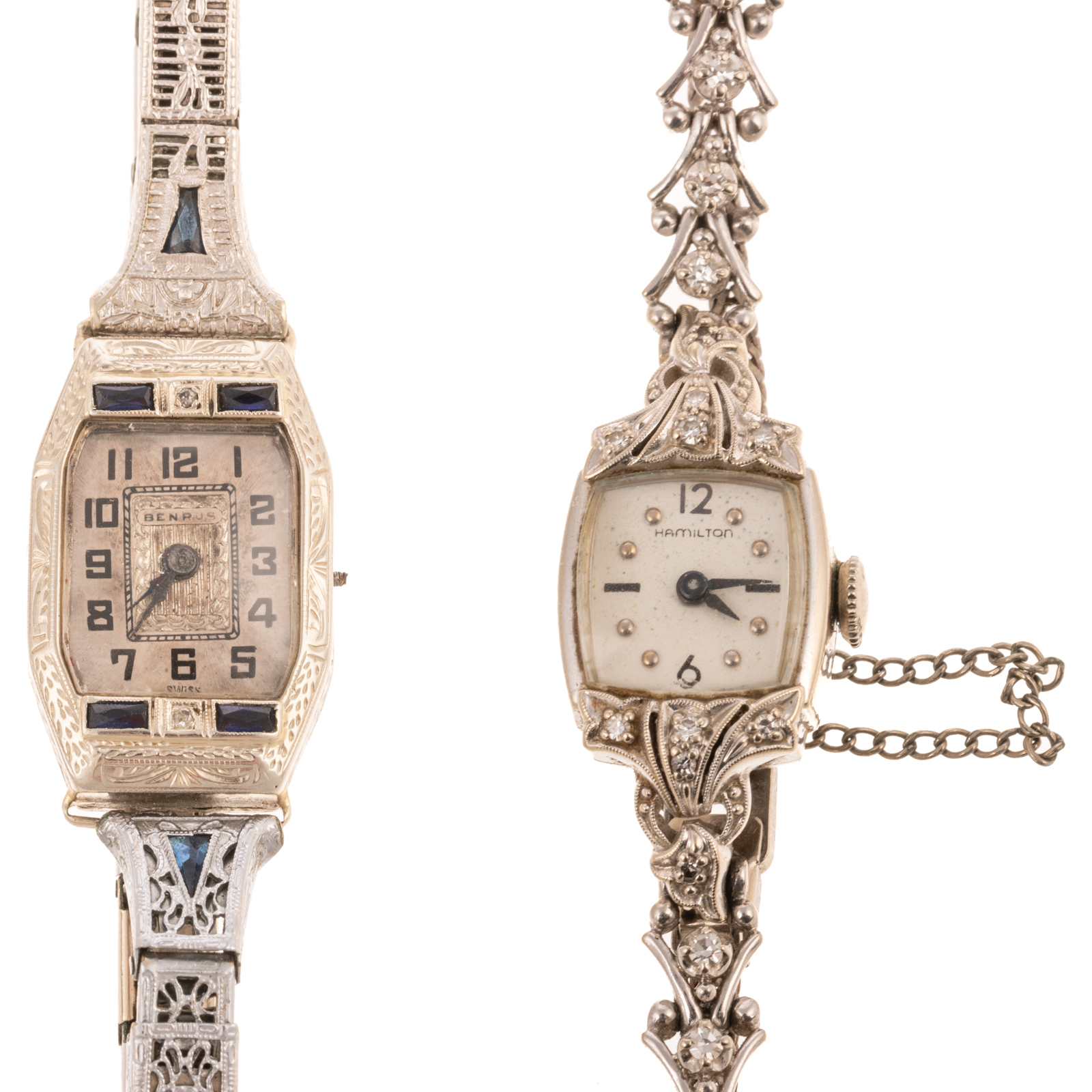 TWO WHITE GOLD VINTAGE WATCHES