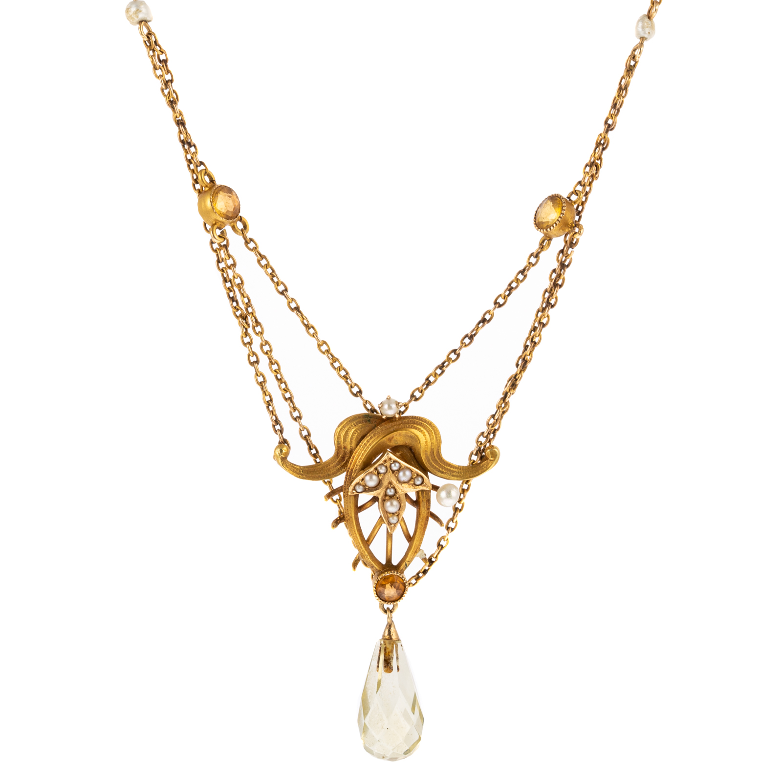 A 14K ART NOUVEAU SEED PEARL &