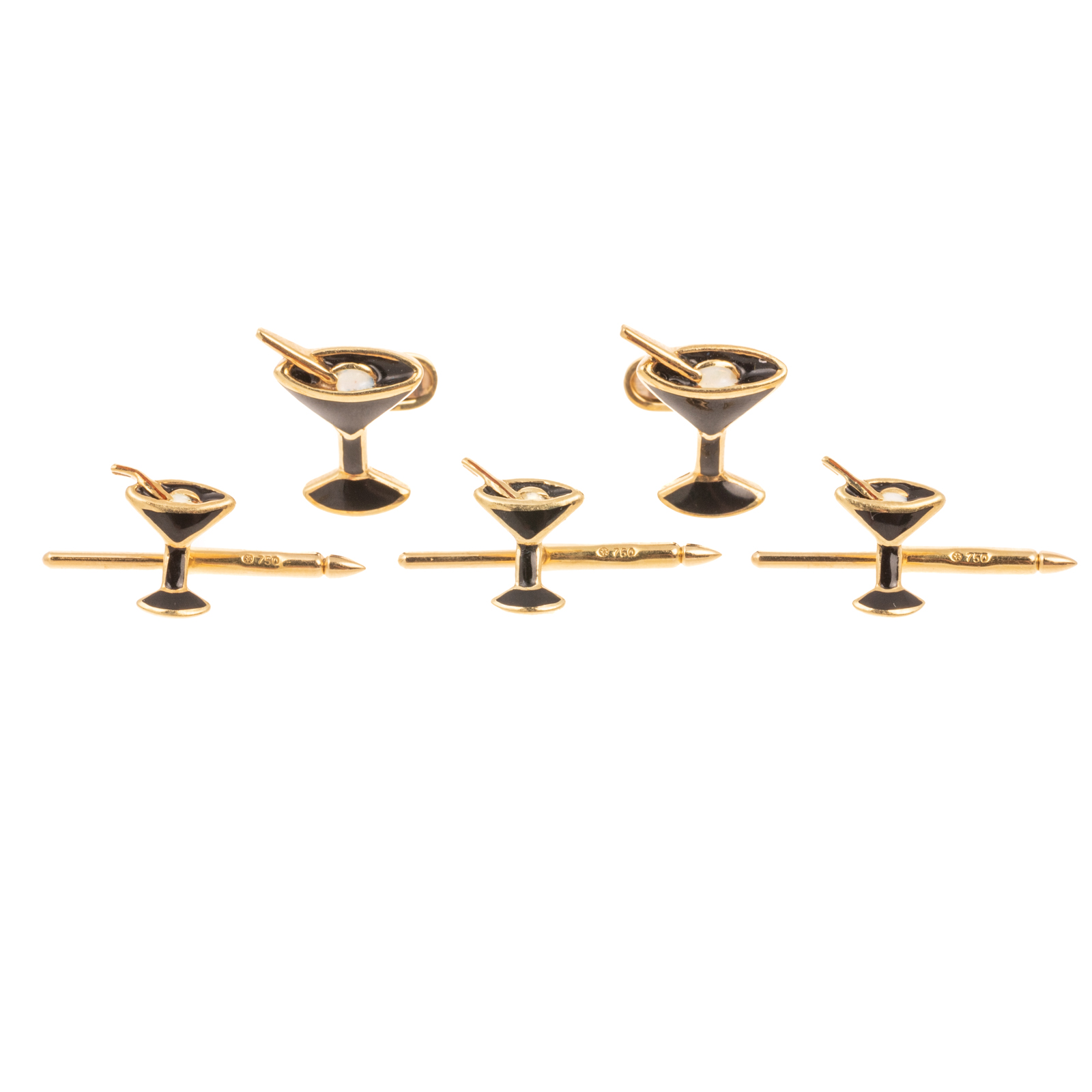 AN 18K ENAMELED MARTINI CUFFLINK