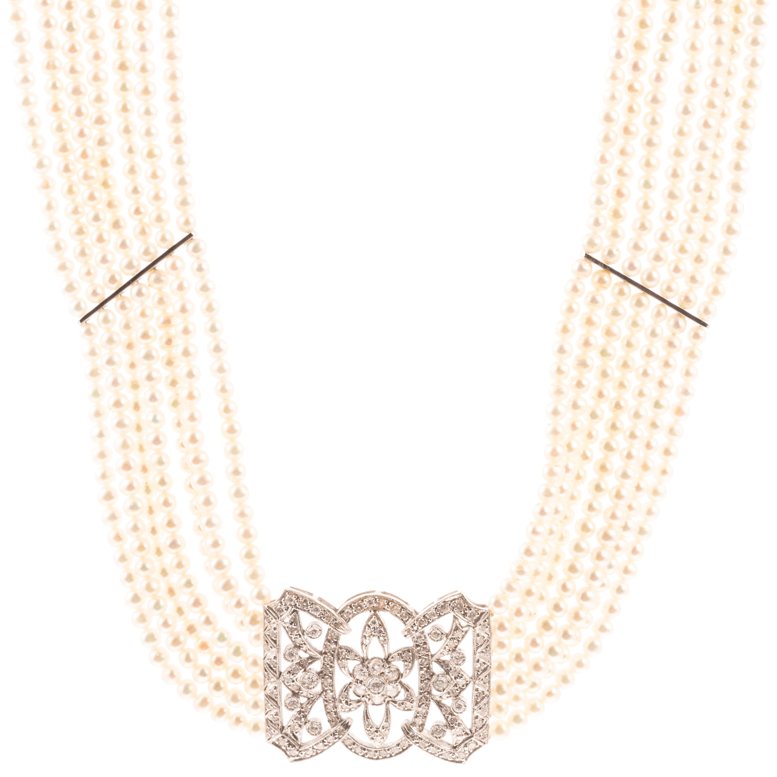 A SEED PEARL DIAMOND CHOKER IN 2e9f96