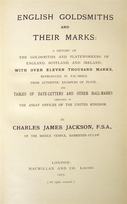 1 vol.  Jackson, C.J. English Goldsmiths