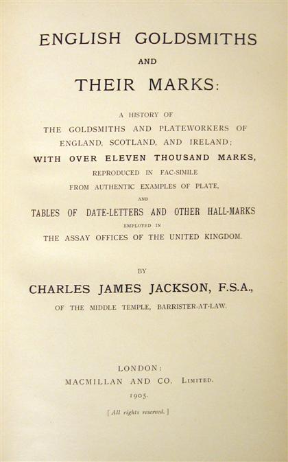 1 vol Jackson C J English Goldsmiths 4a991