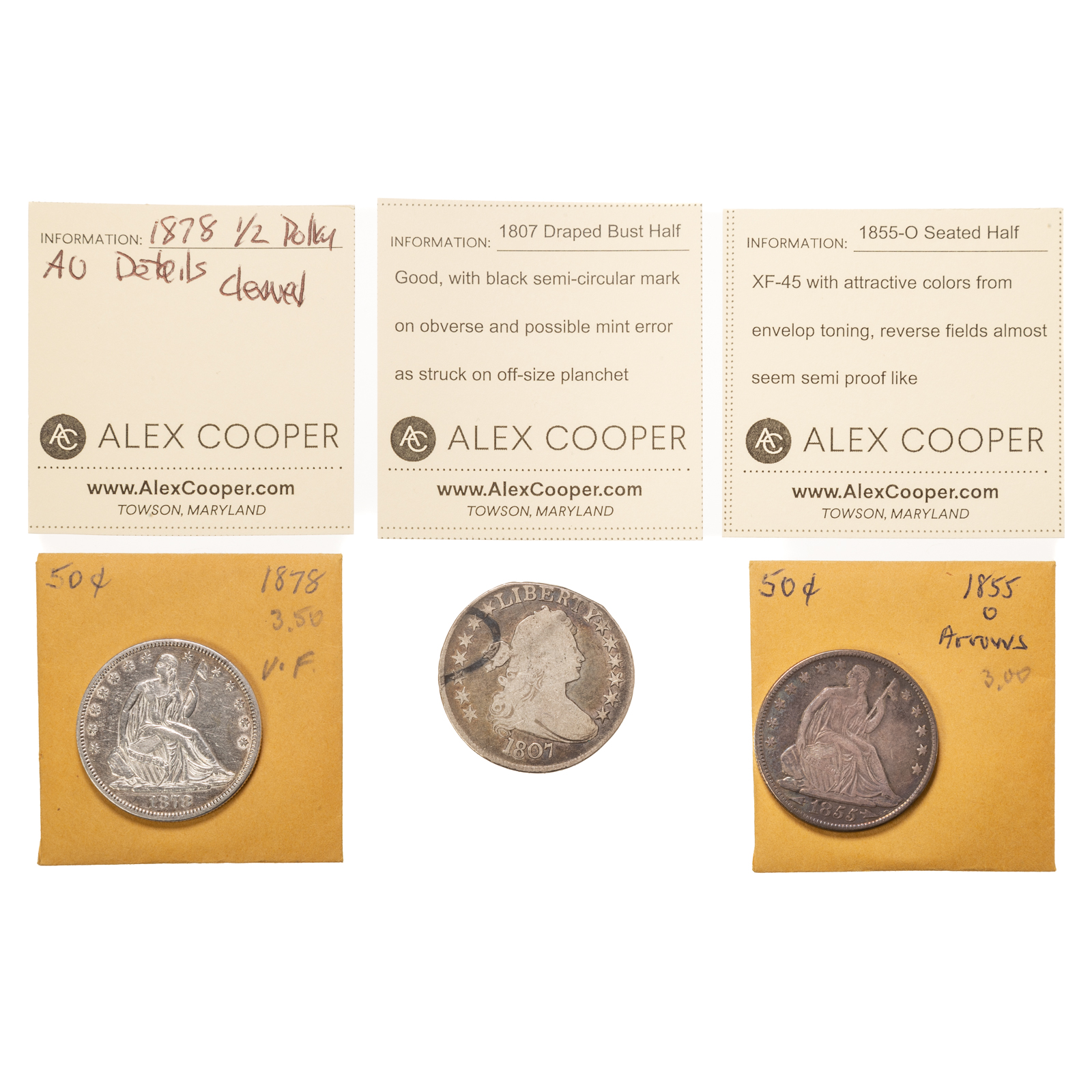 THREE HALF DOLLARS 55 O 78 1807 2ea026