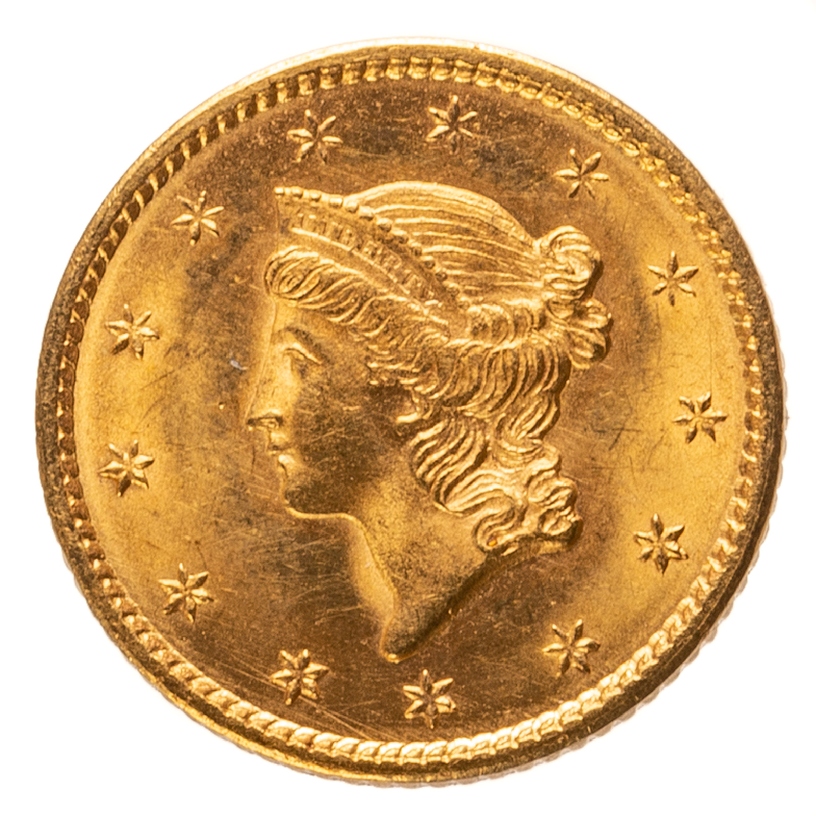 1849 GOLD DOLLAR OPEN WREATH UNC