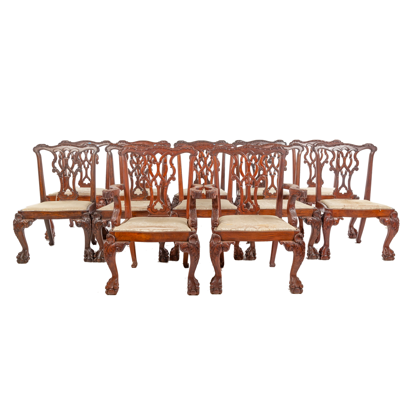 SET OF 12 CHIPPENDALE STYLE MAHOGANY