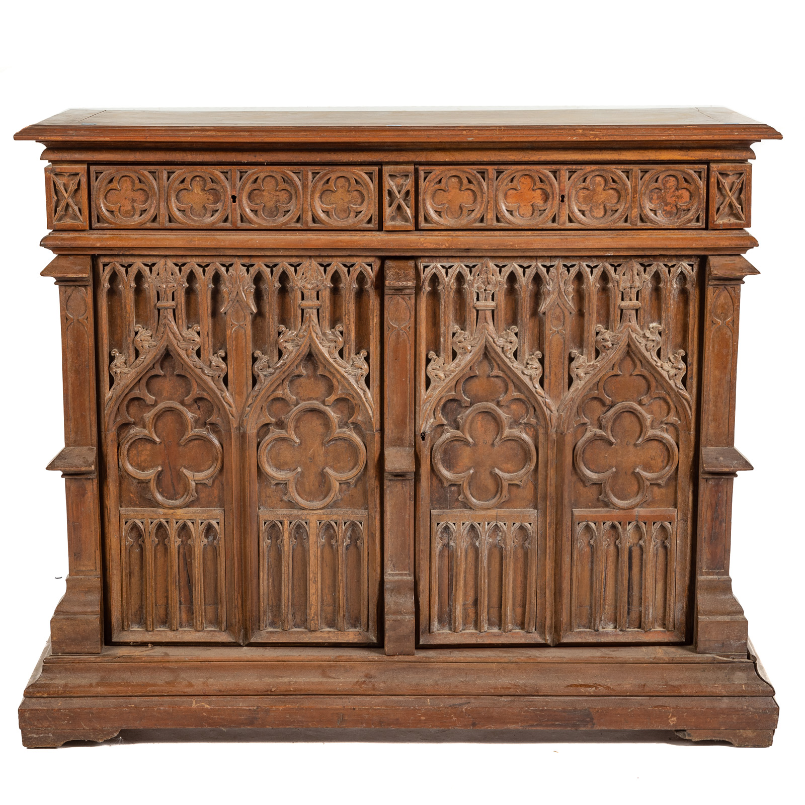 GOTHIC STYLE CARVED WALNUT TWO-DOOR