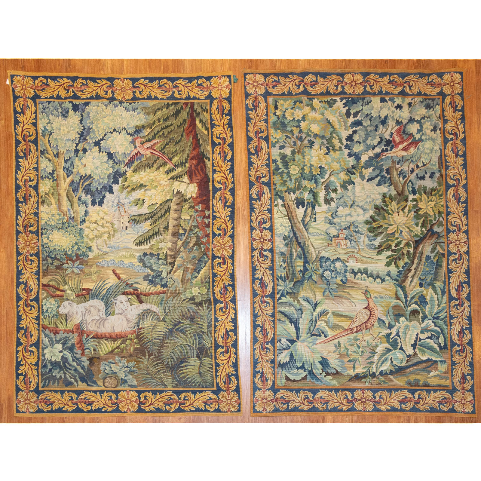 A PAIR OF FLEMISH STYLE TAPESTRIES,