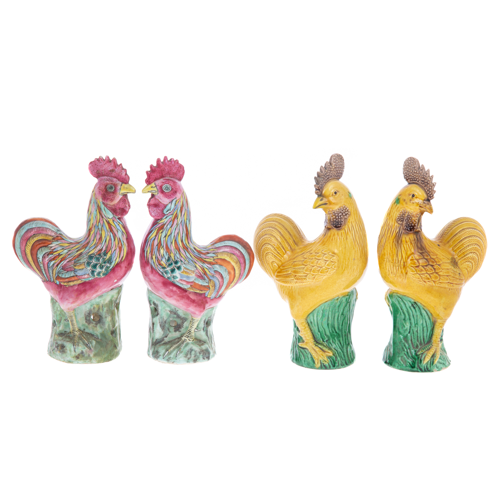 FOUR CHINESE EXPORT ROOSTERS Guangxu 2ea166