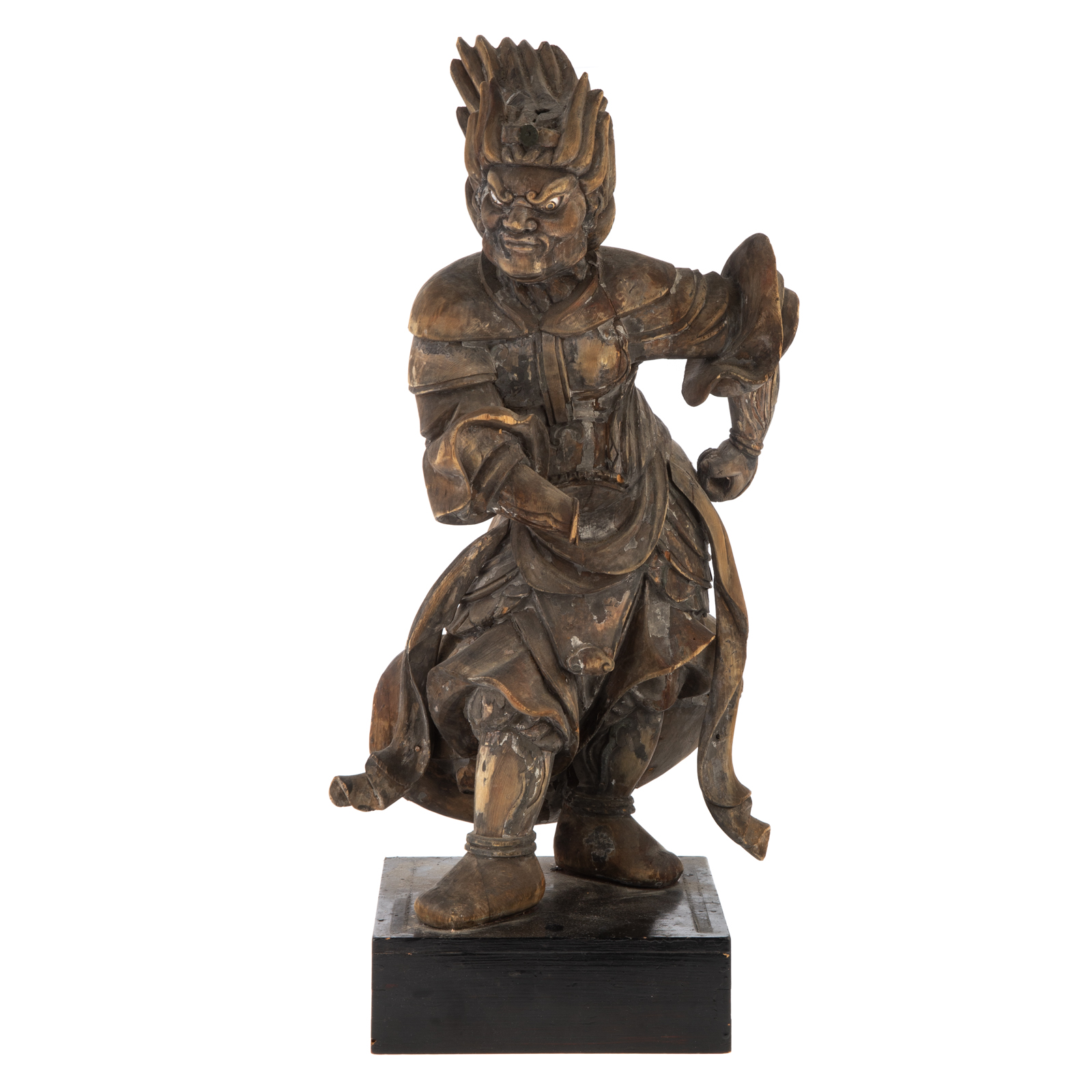 JAPANESE CARVED WOOD TEMPLE GUARDIAN 2ea181